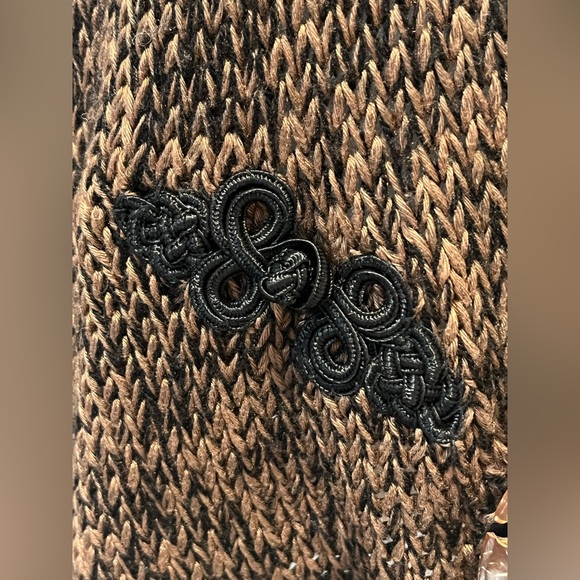 Soft Surroundings Shawl One Size Mei Ling Knit Sweater Cape Poncho Brown Black - Picture 4 of 12